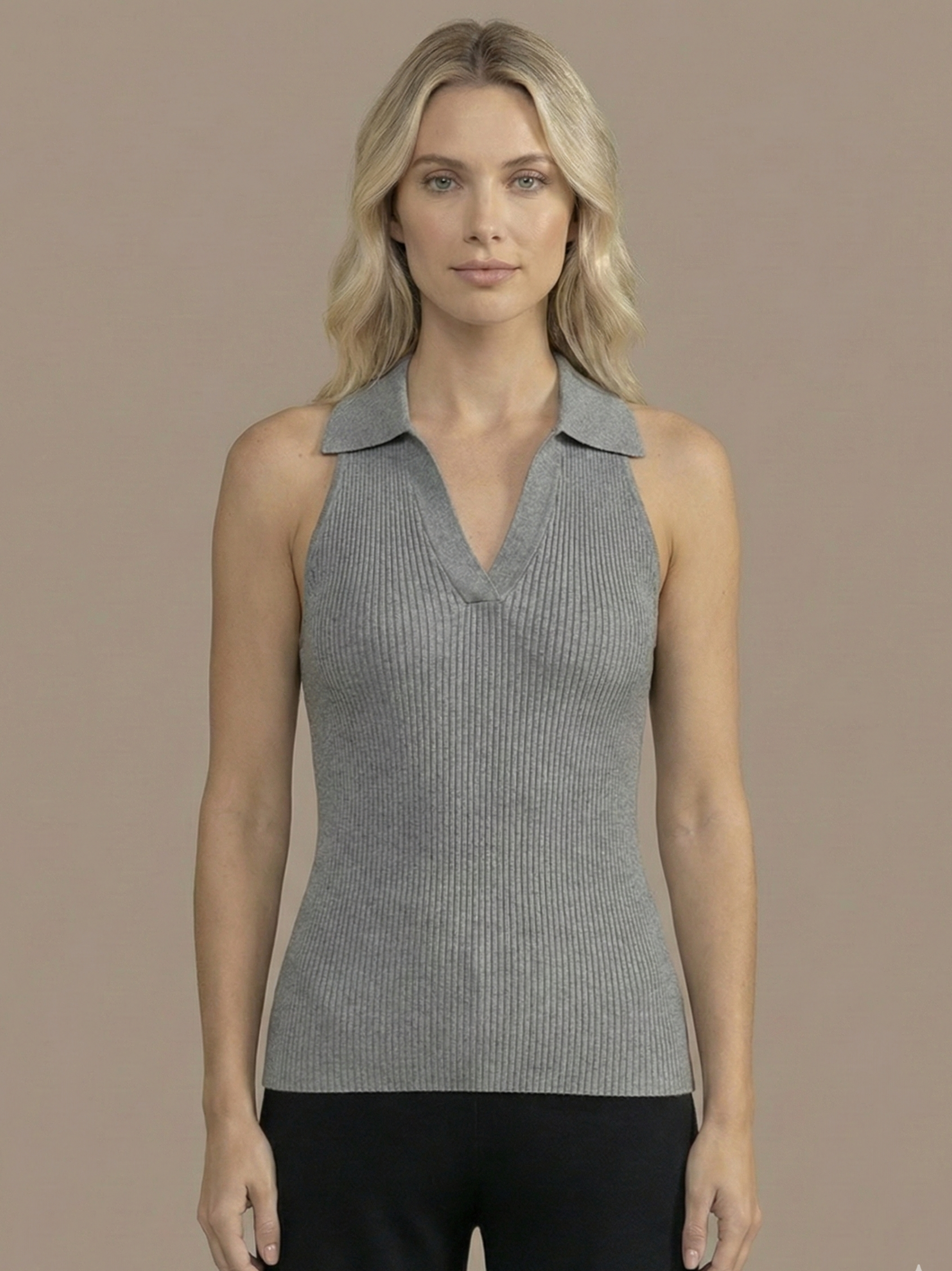 Stella V-Neck Ribbed Top