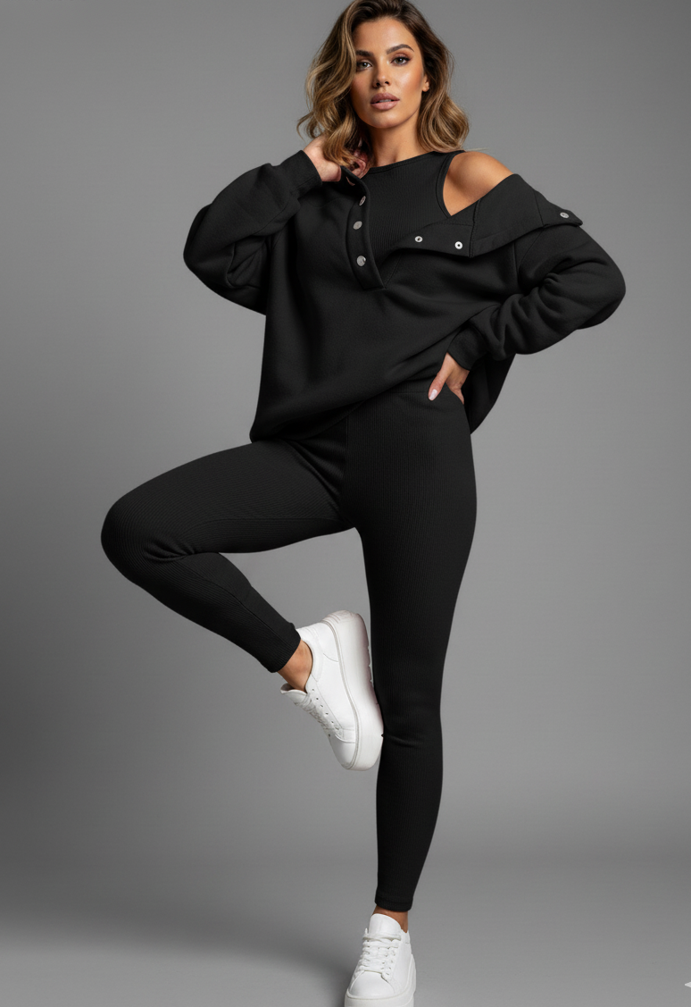 Crop Top, Hoodie and Fitted Leggings Set