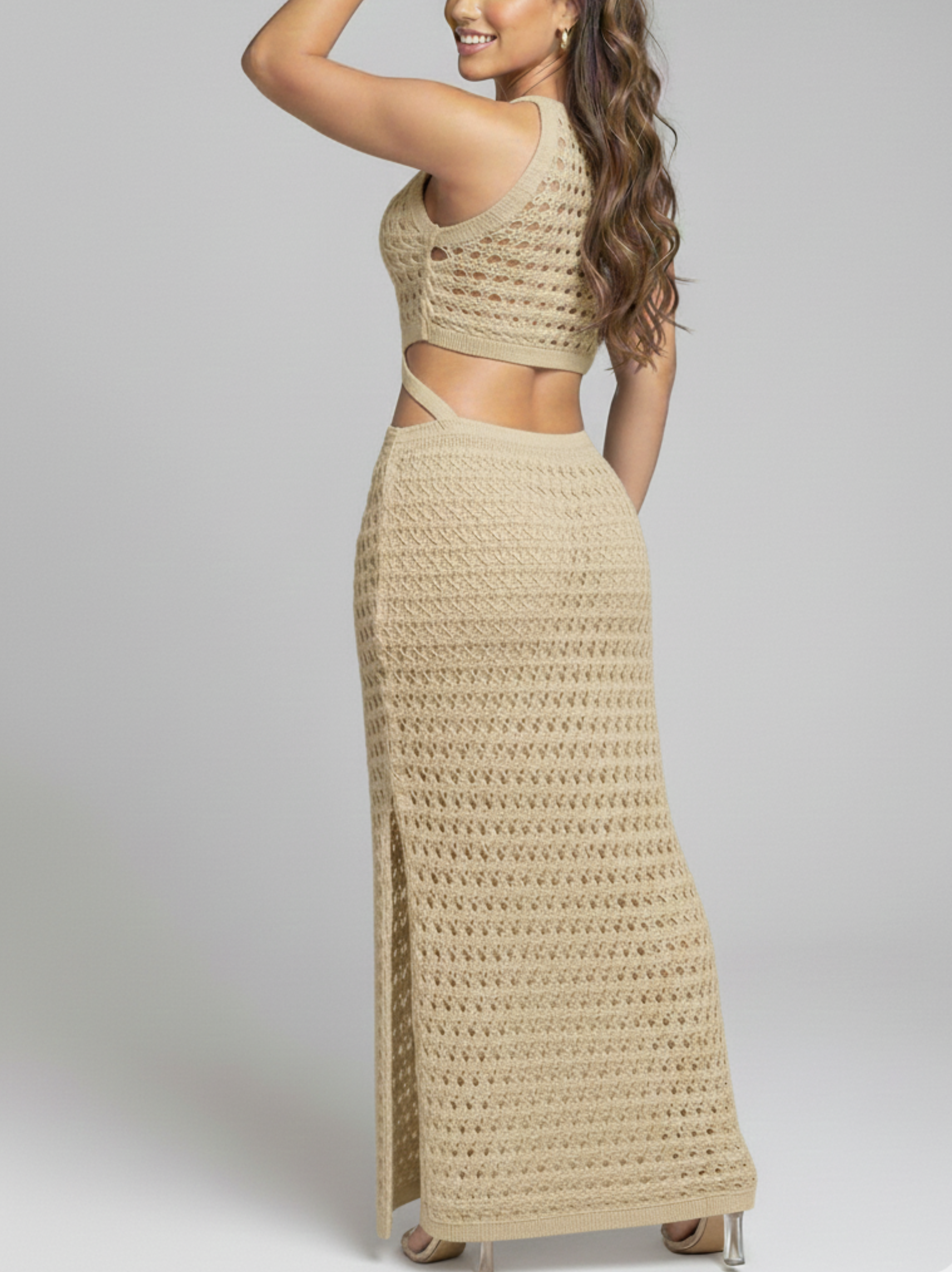 Stunning Gaze Knit Cutout Maxi Dress