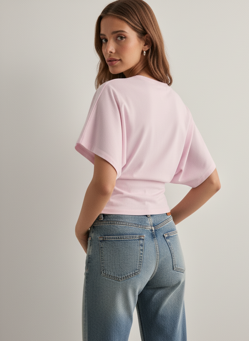 Oversized Cotton T-Shirt with Wide Sleeves