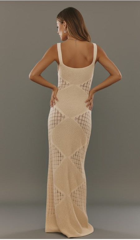 Two-Tone Knit Maxi Dress