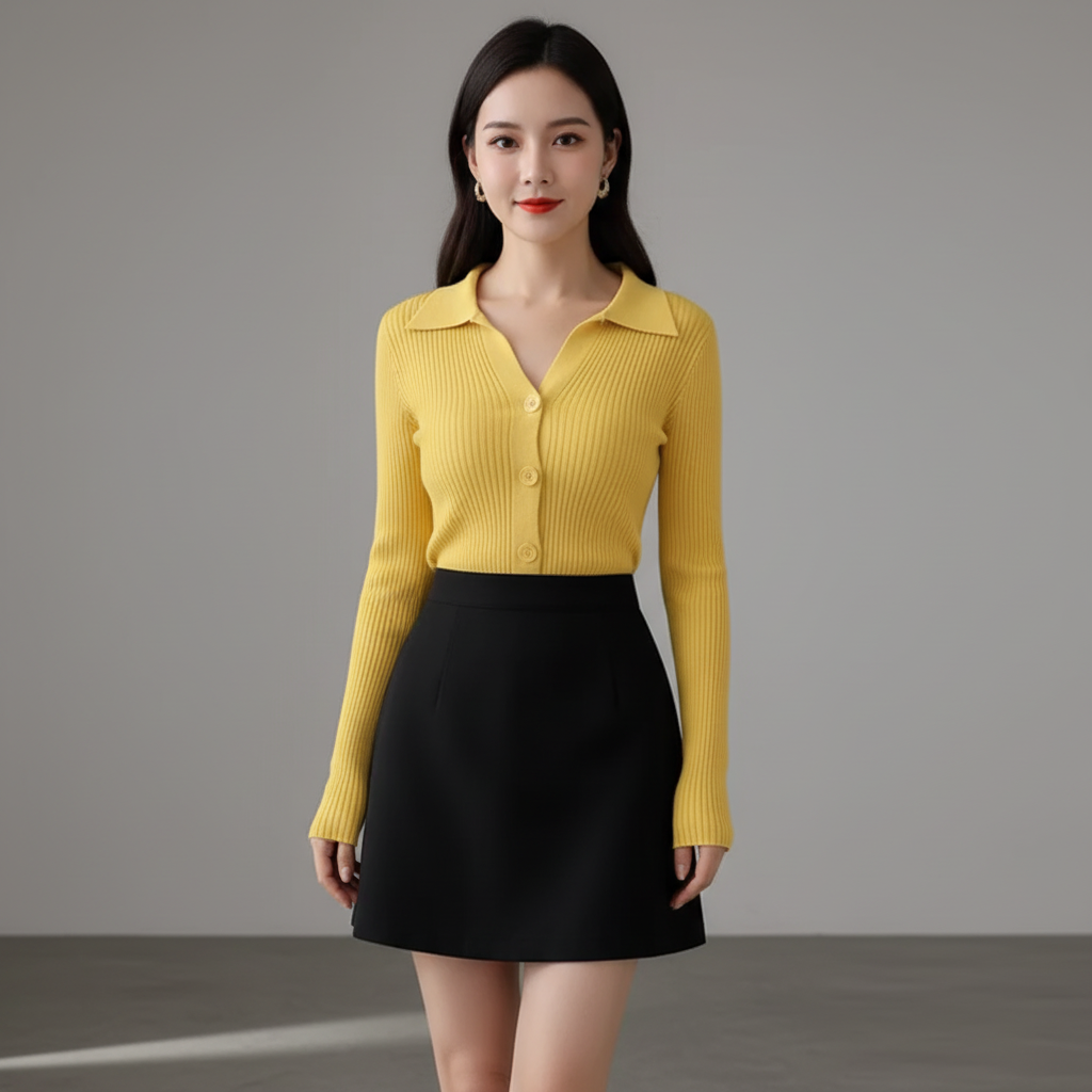 Fitted Knit Long Sleeve Top