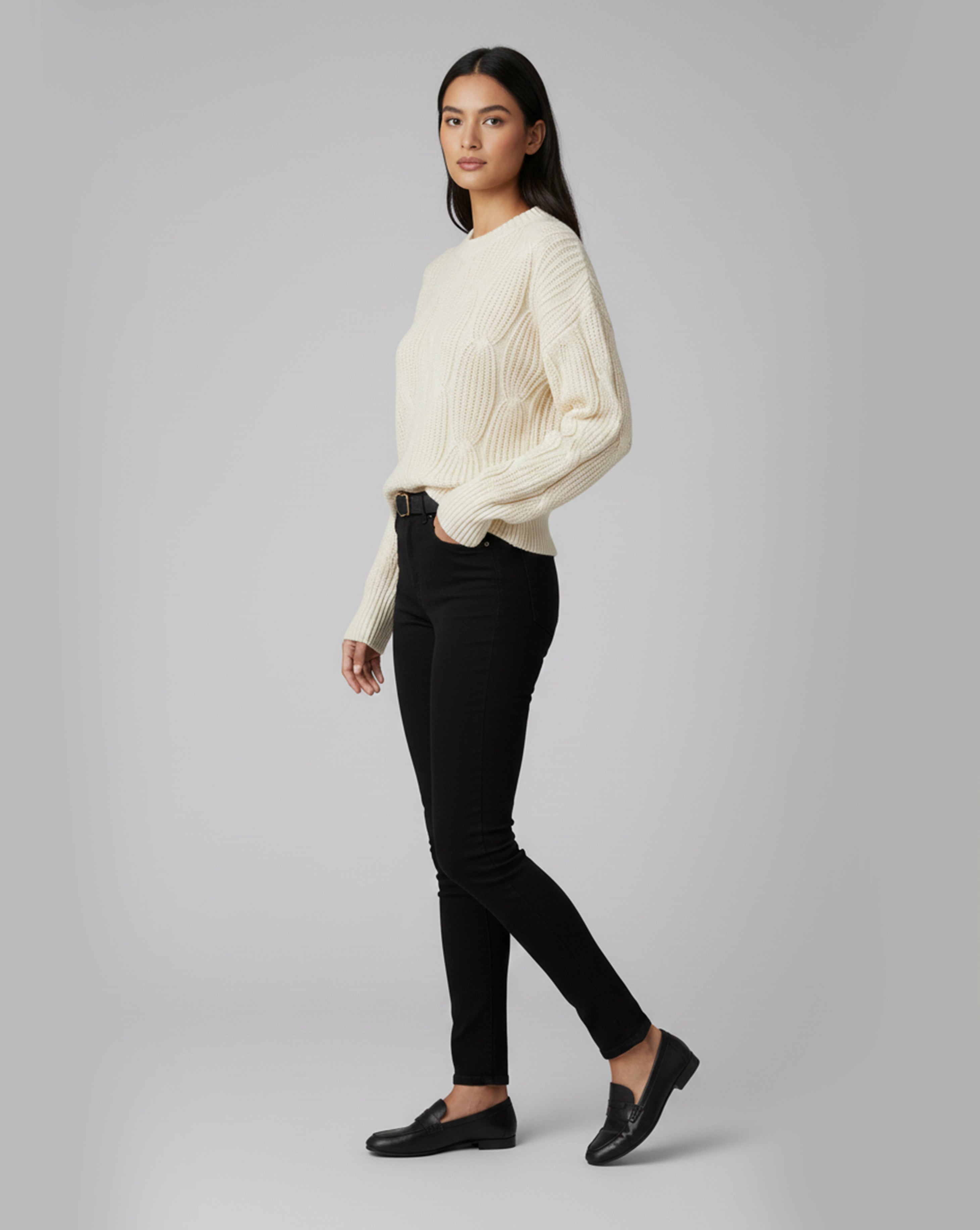 Stylish Crewneck Knitted Sweater