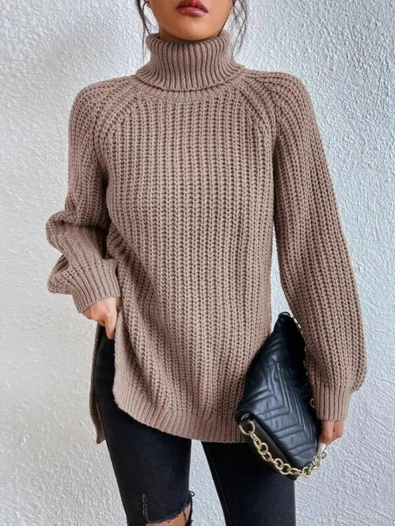 Oversized Knit Turtleneck Pullover Sweater