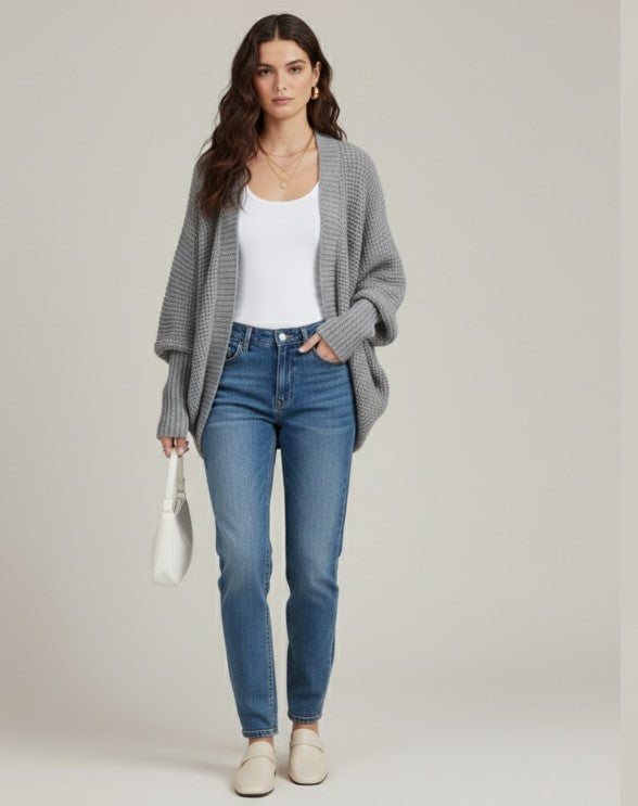Relaxed Fit Rib Cuff Cardigan