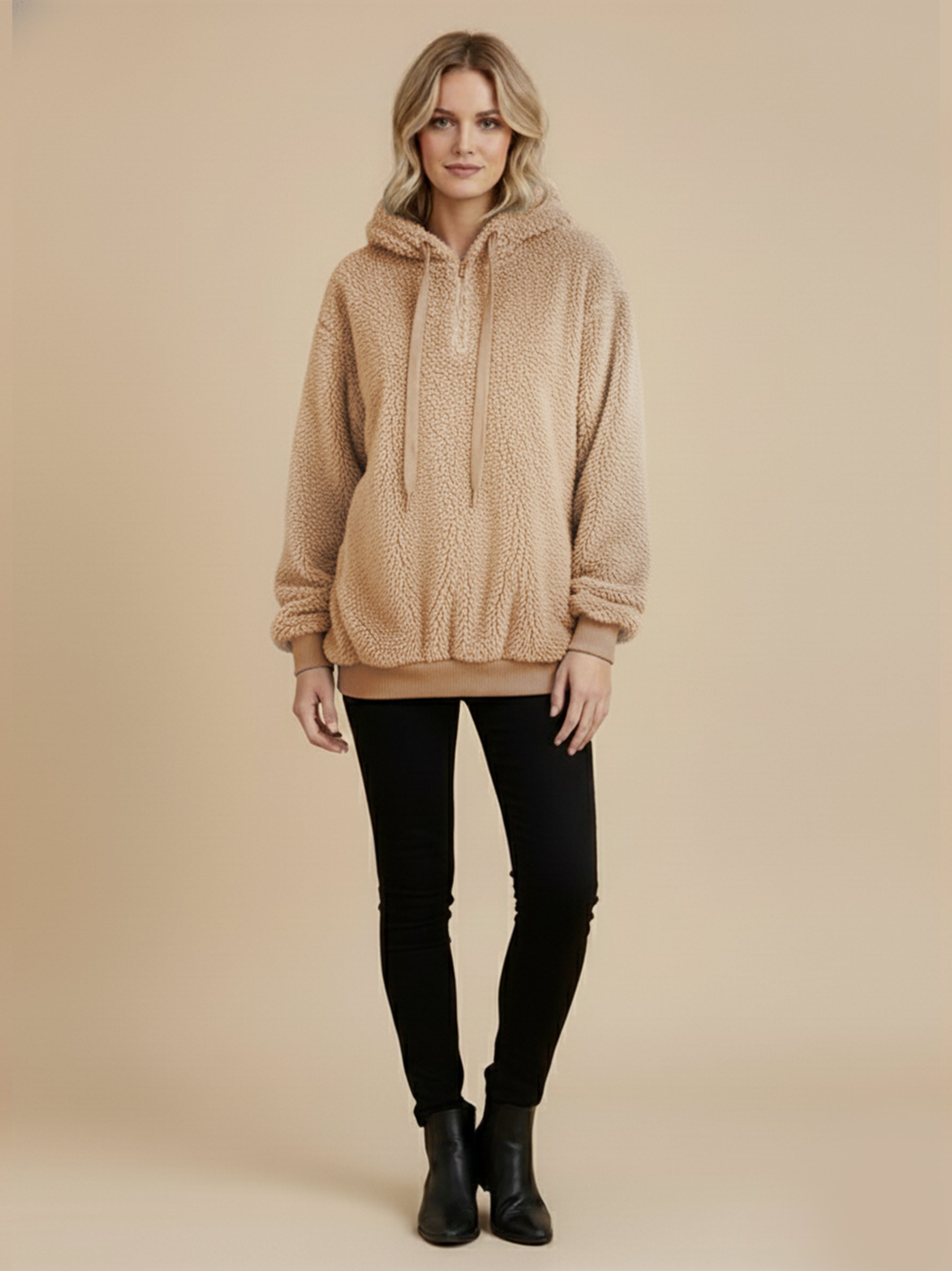 Athena Drawstring Teddy Hoodie