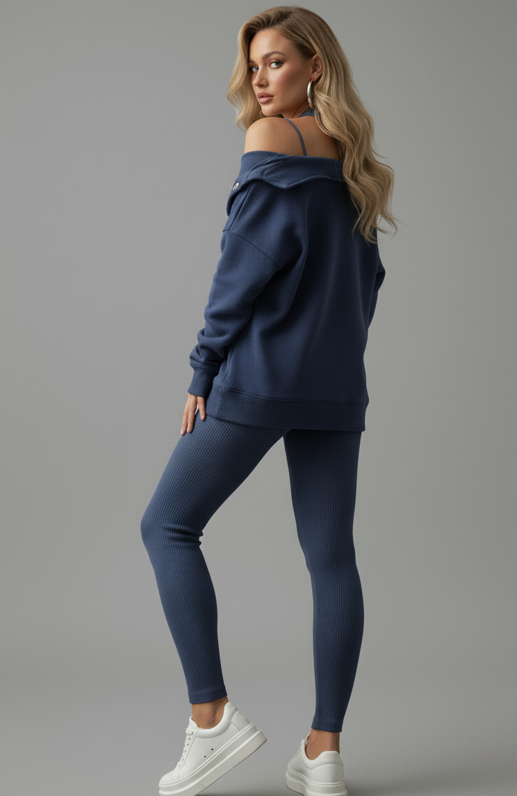Crop Top, Hoodie and Fitted Leggings Set