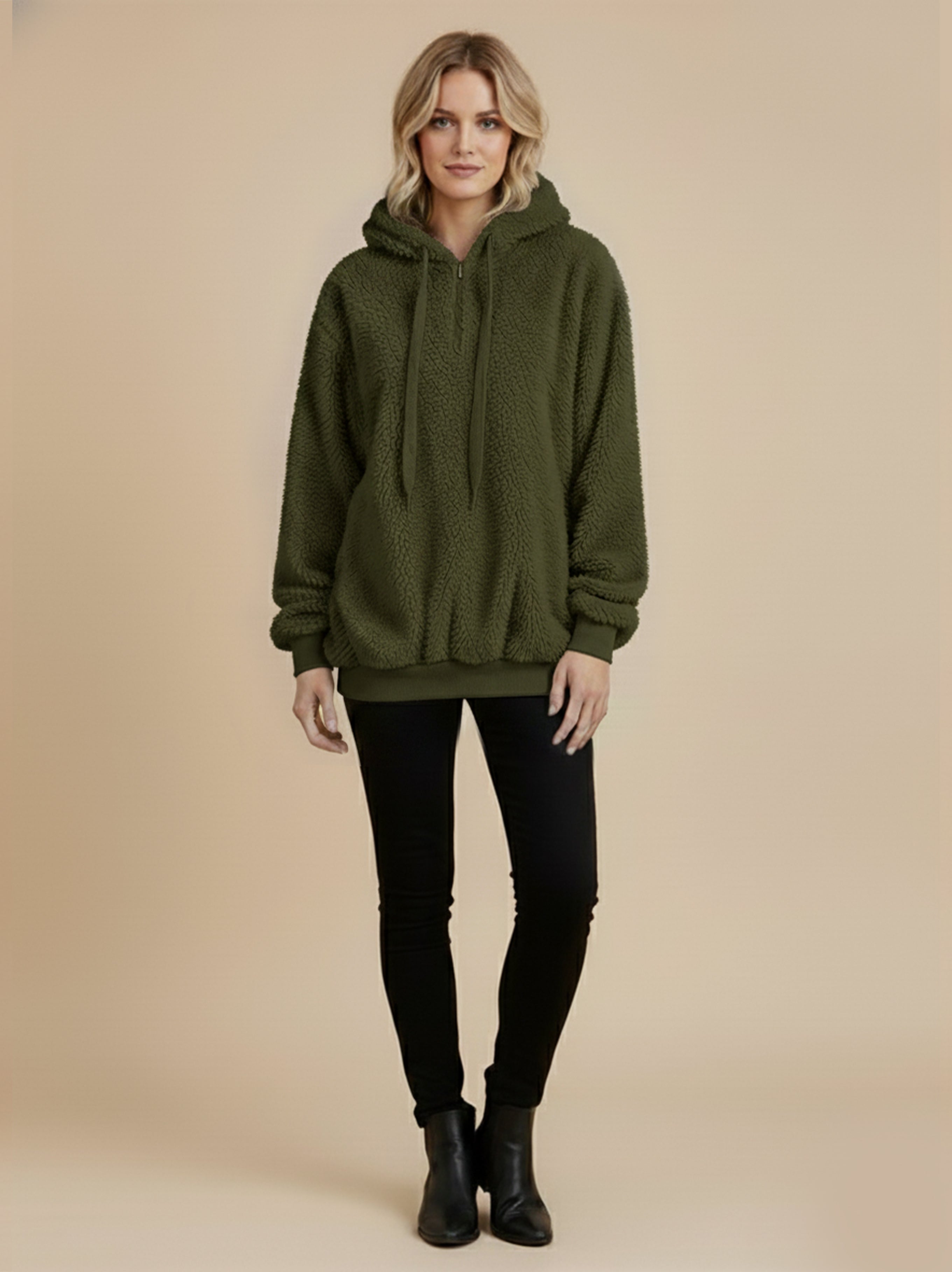 Athena Drawstring Teddy Hoodie