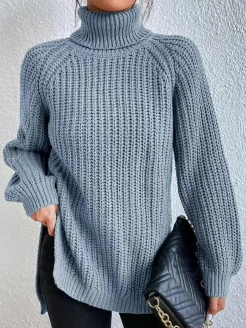 Oversized Knit Turtleneck Pullover Sweater