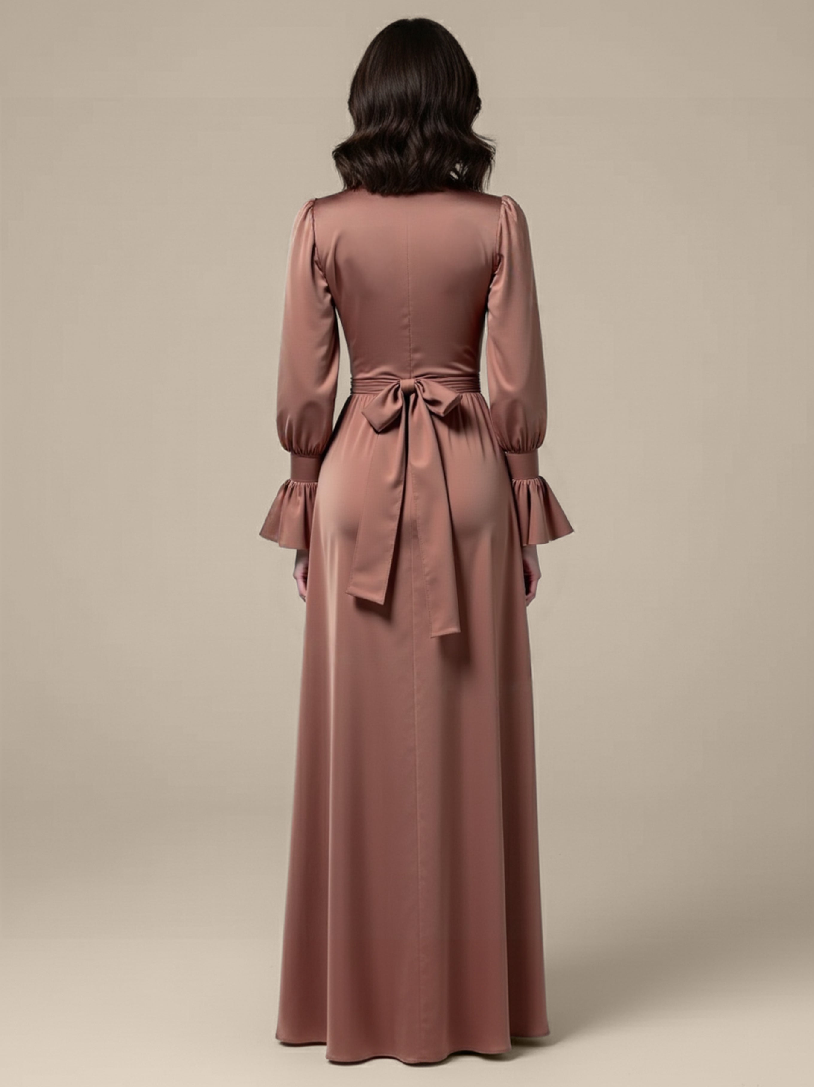 Maria Coffee Long Sleeve Dress