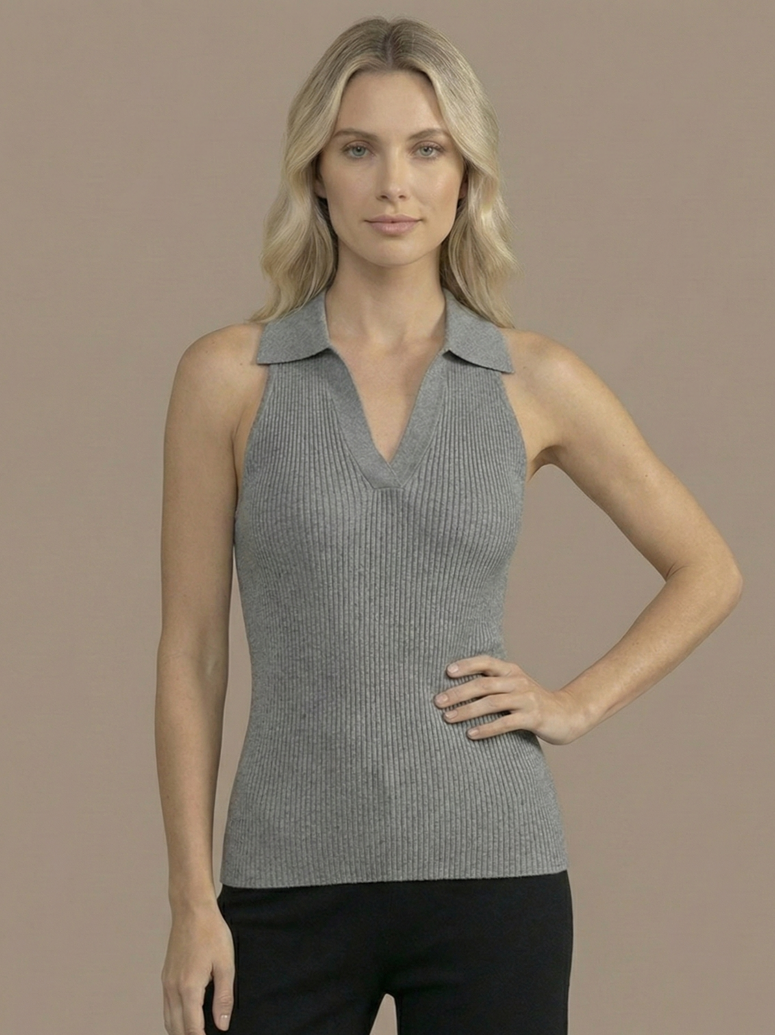 Stella V-Neck Ribbed Top