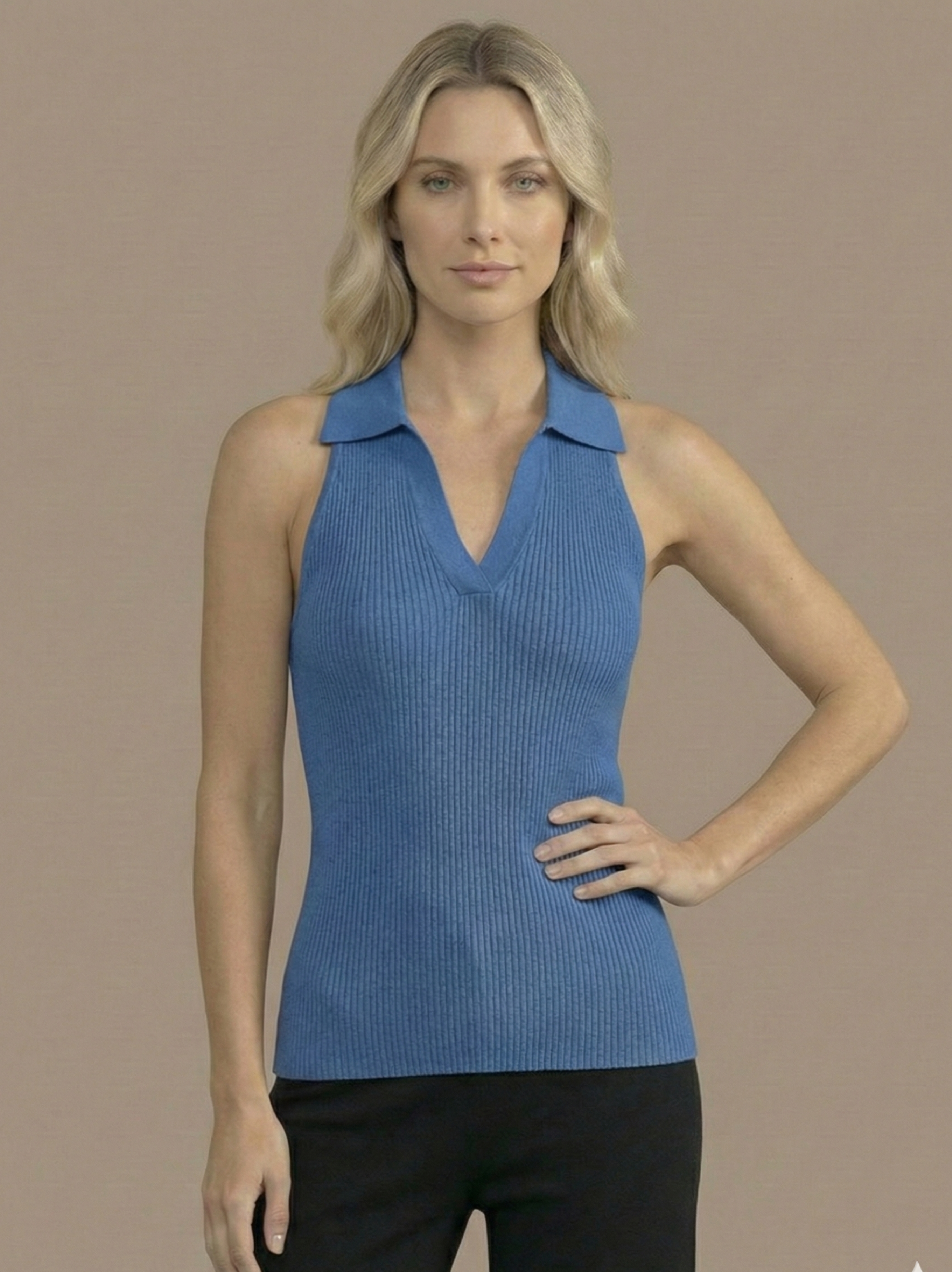 Stella V-Neck Ribbed Top