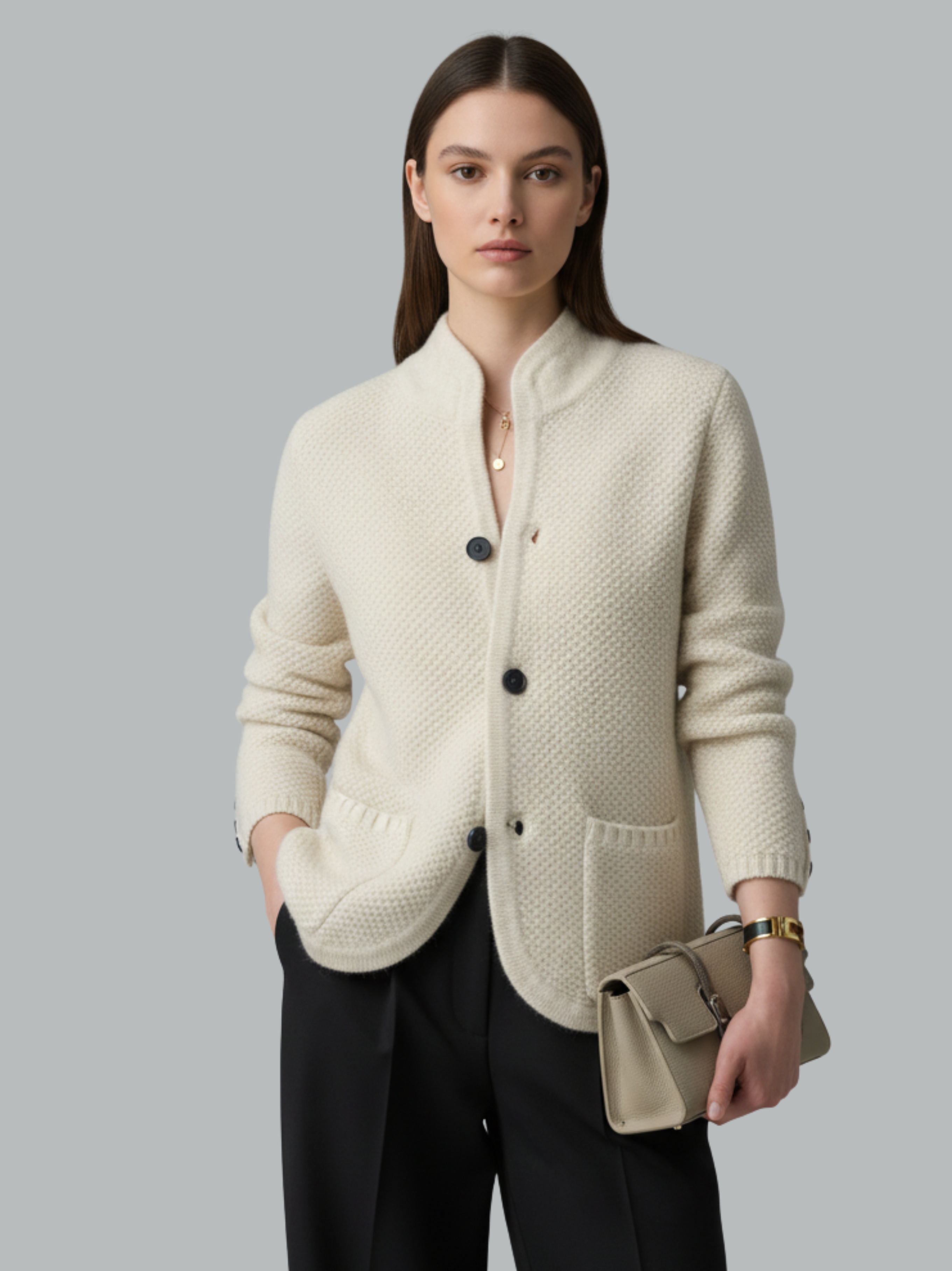 Chunky Knit Wool Blend Cardigan