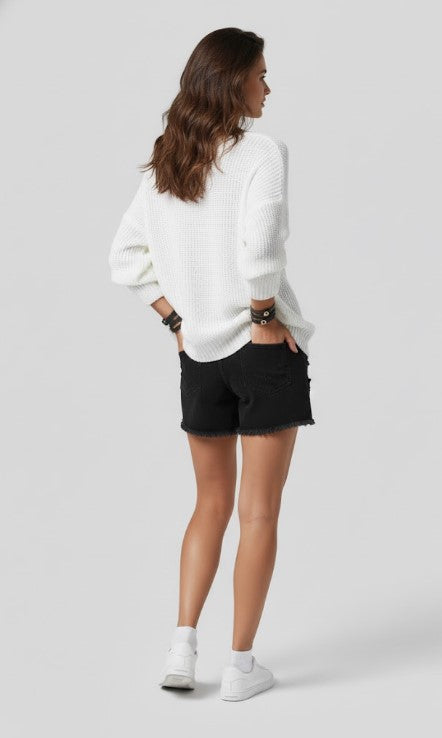 Relaxed Fit V-Neck Knit Sweater