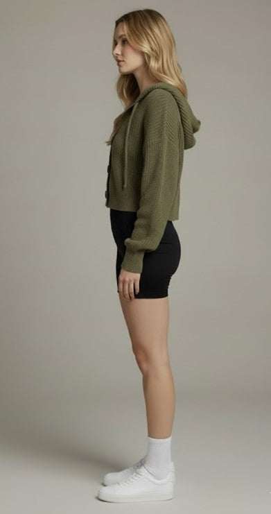 Relaxed Knit Hooded Cardigan