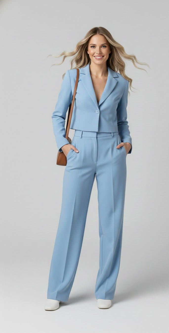 Pia Cropped Blazer and Pants Suit