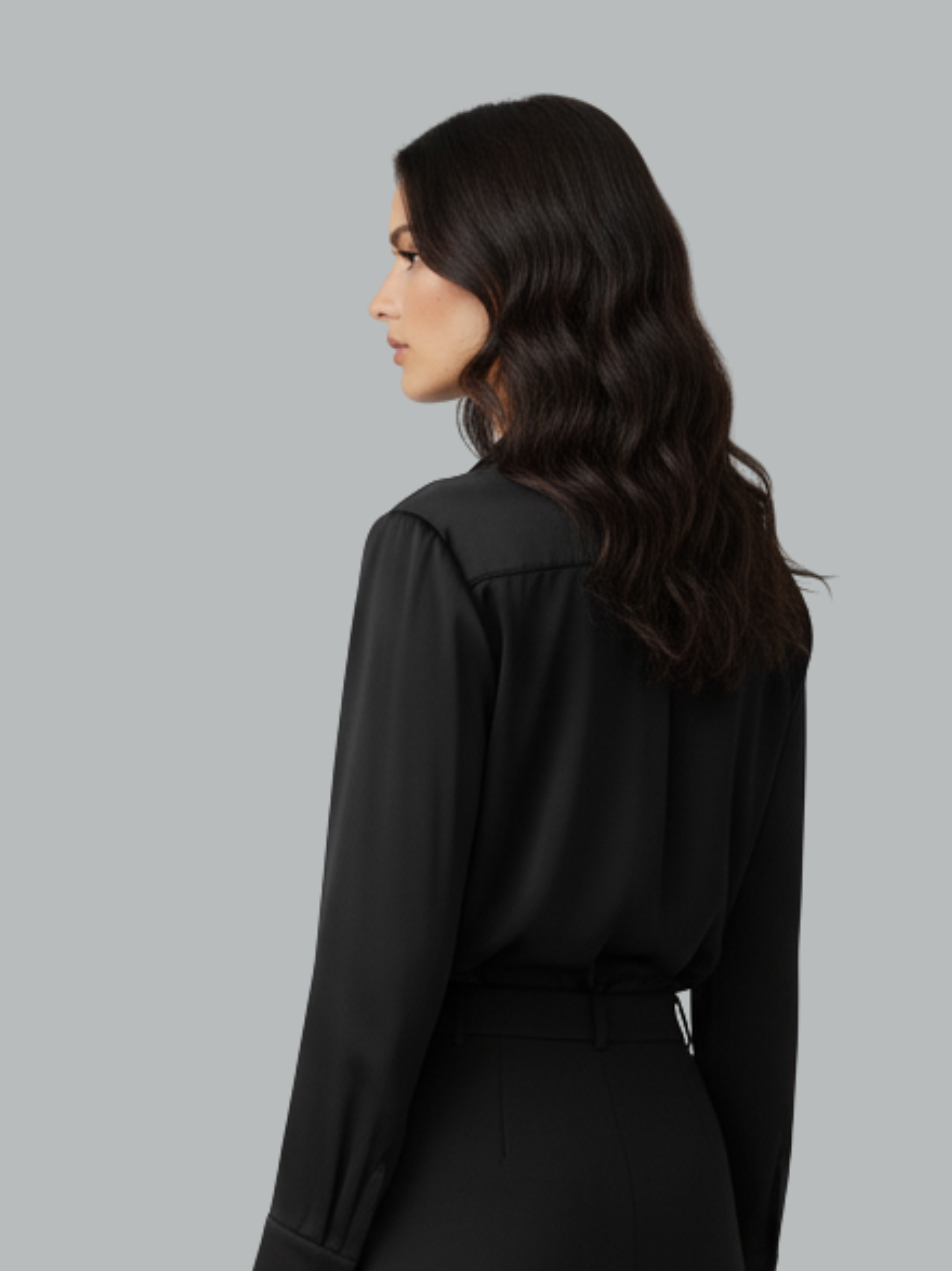 Classic Button Front Long Sleeve Satin Shirt