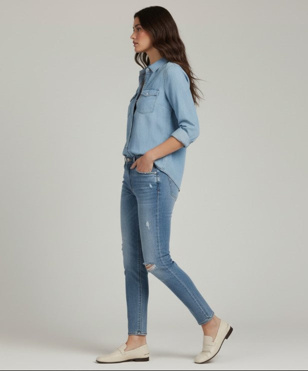 Relaxed Fit Soft Denim Button Shirt