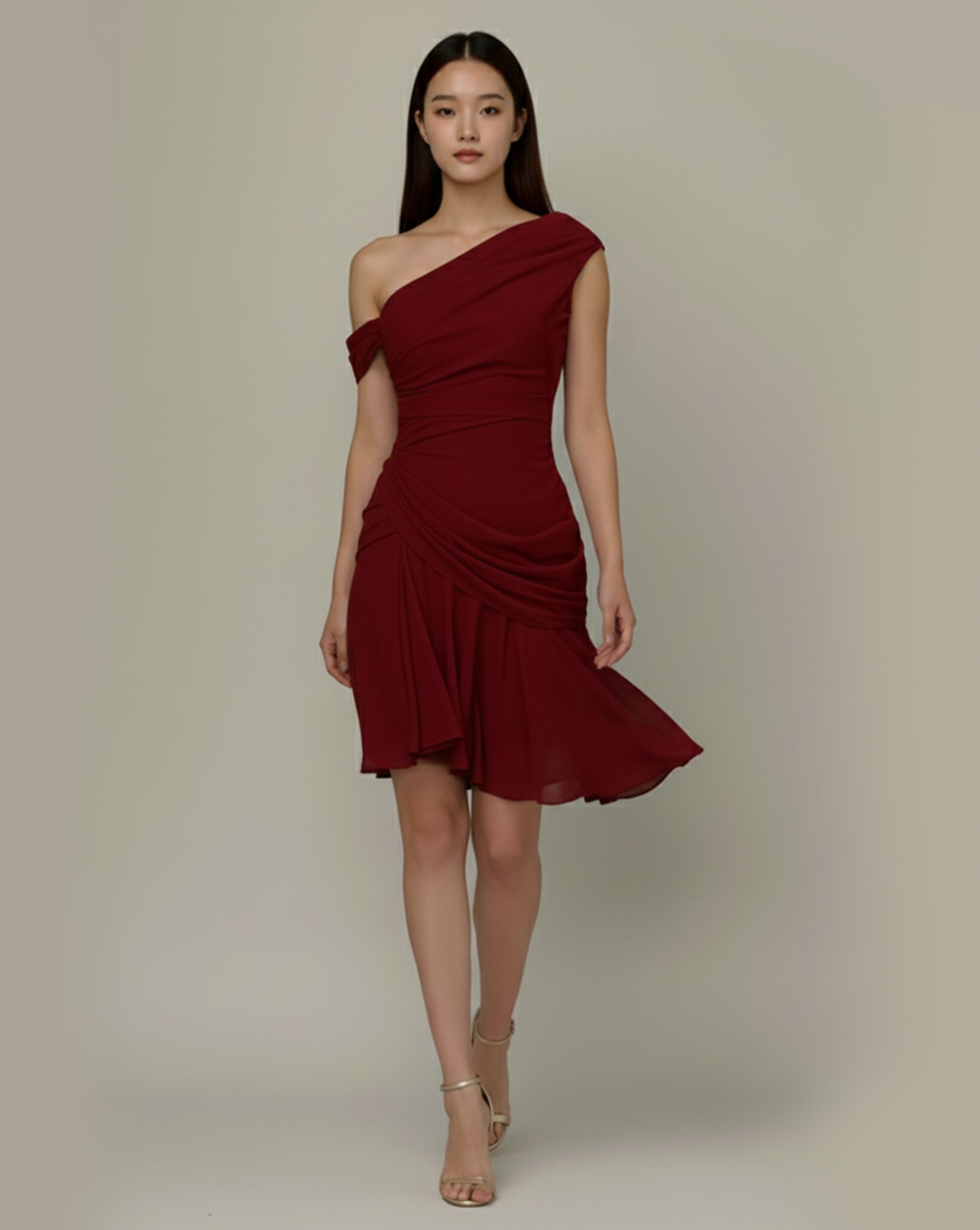 Adelia Elegant Drape Dress
