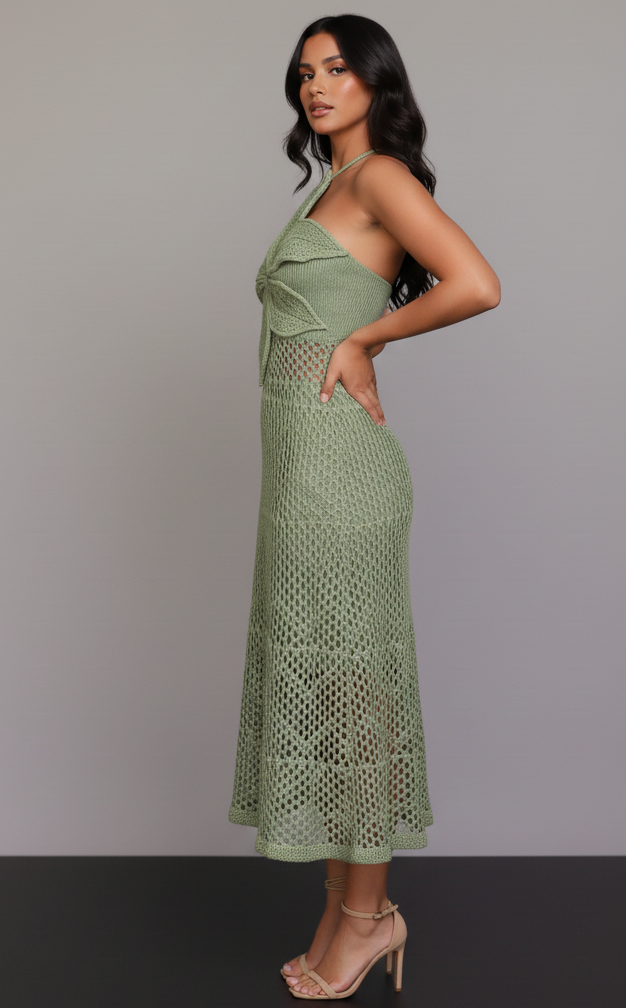 Crochet Bloom Halter Dress
