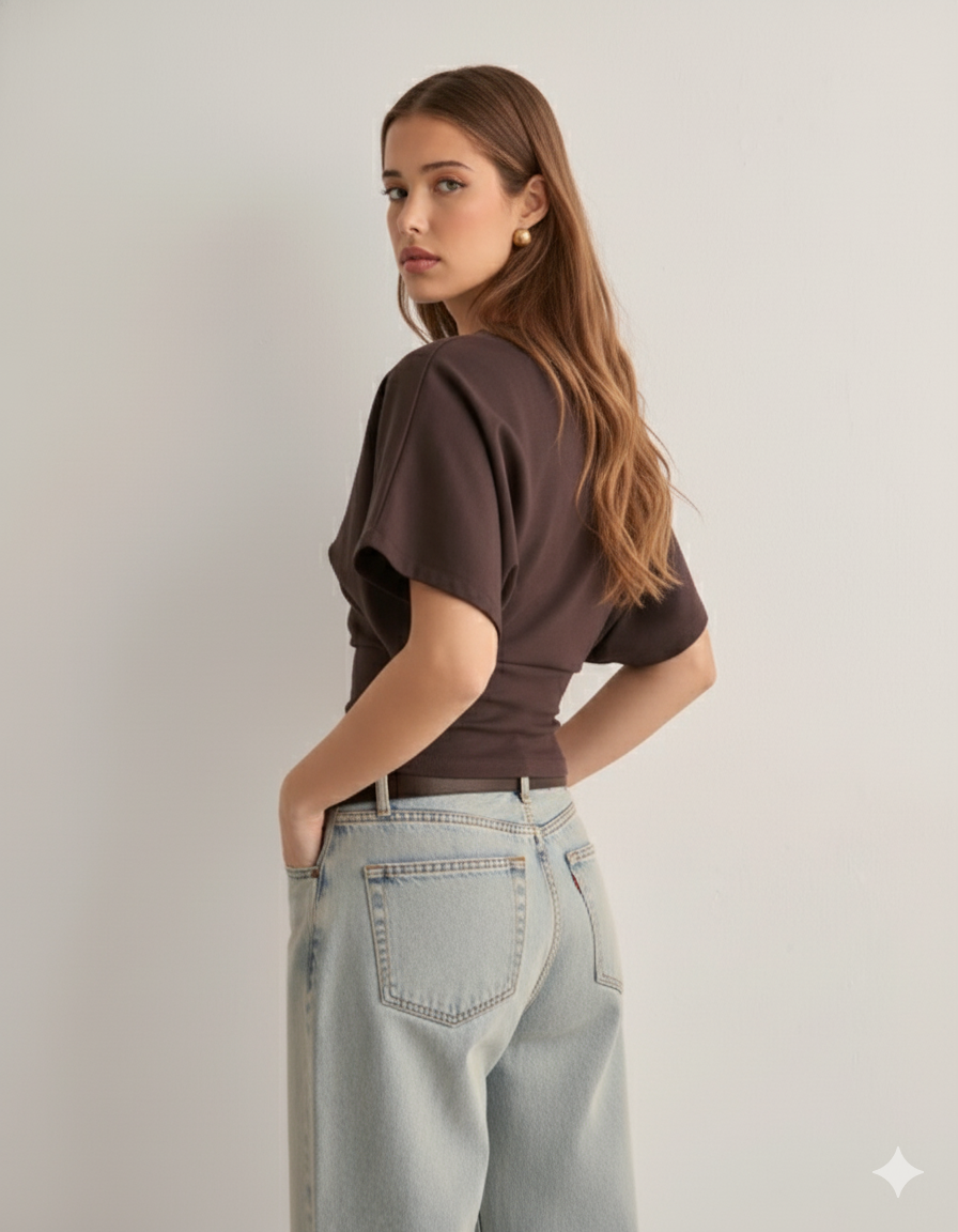 Oversized Cotton T-Shirt with Wide Sleeves