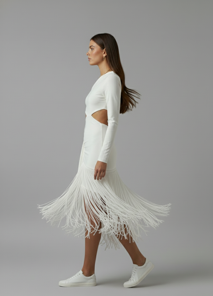 Elite One-Shoulder Tassel Maxi Dress