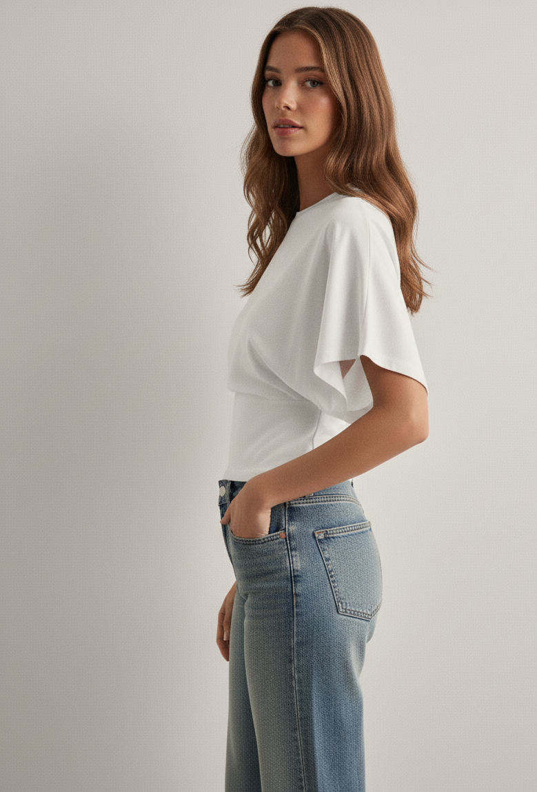Oversized Cotton T-Shirt with Wide Sleeves