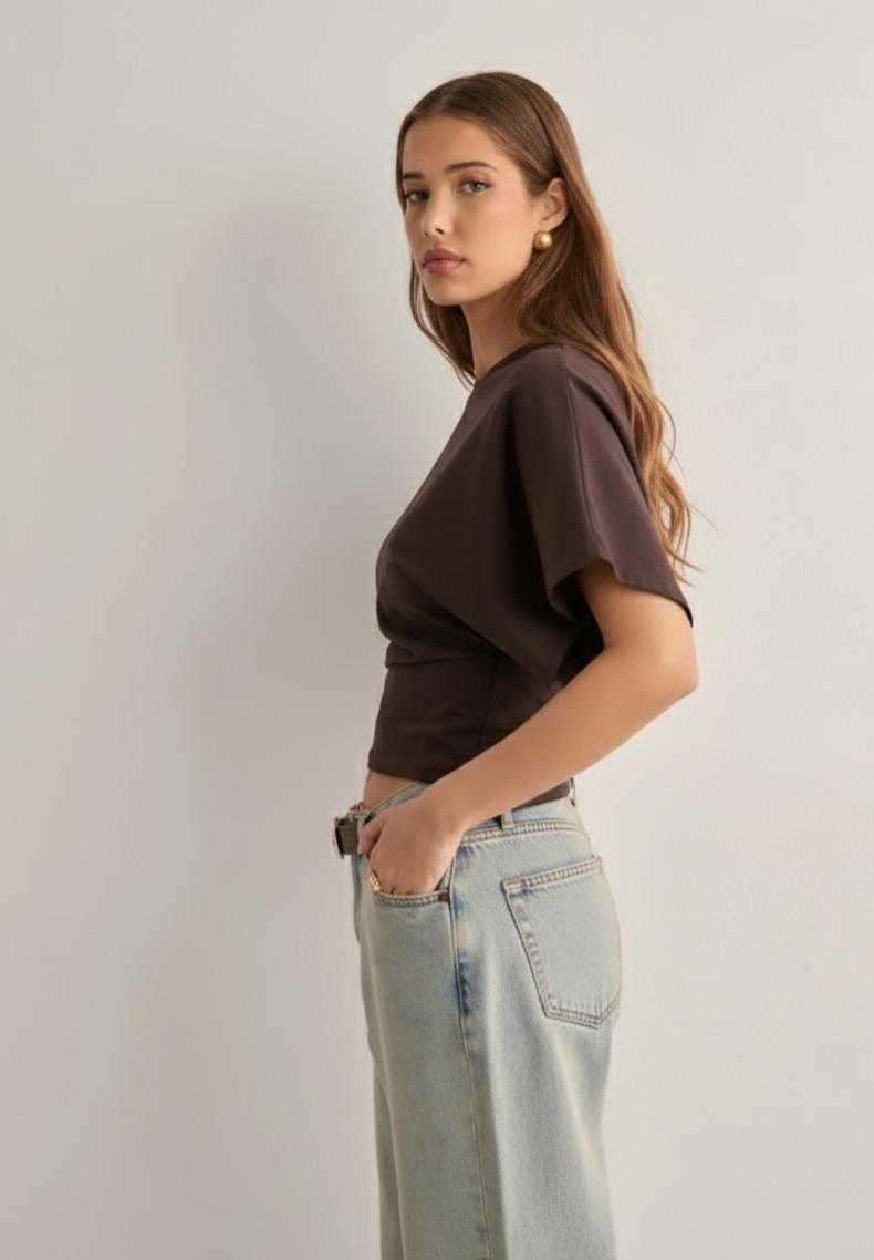 Oversized Cotton T-Shirt with Wide Sleeves