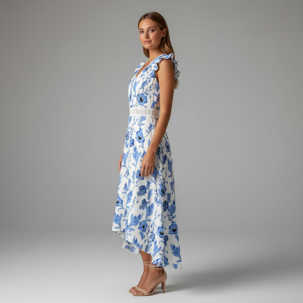 Floral Belted Midi Dress