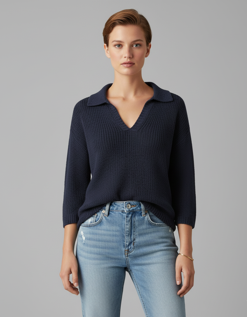 Crochet V-Neck Collar Top