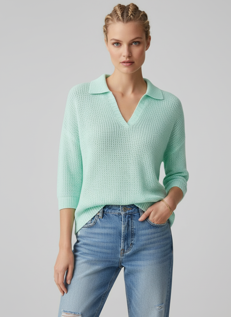 Crochet V-Neck Collar Top