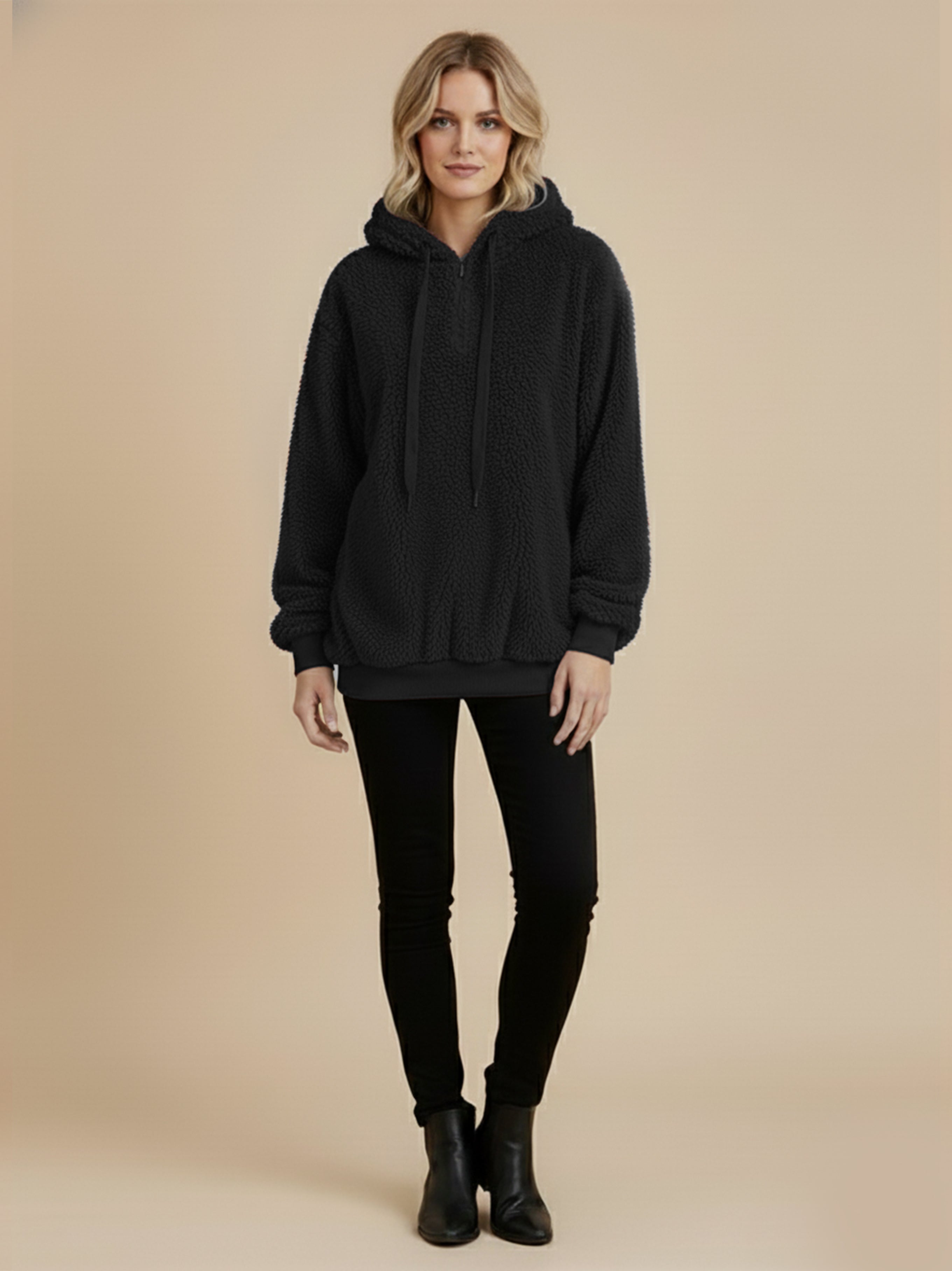 Athena Drawstring Teddy Hoodie