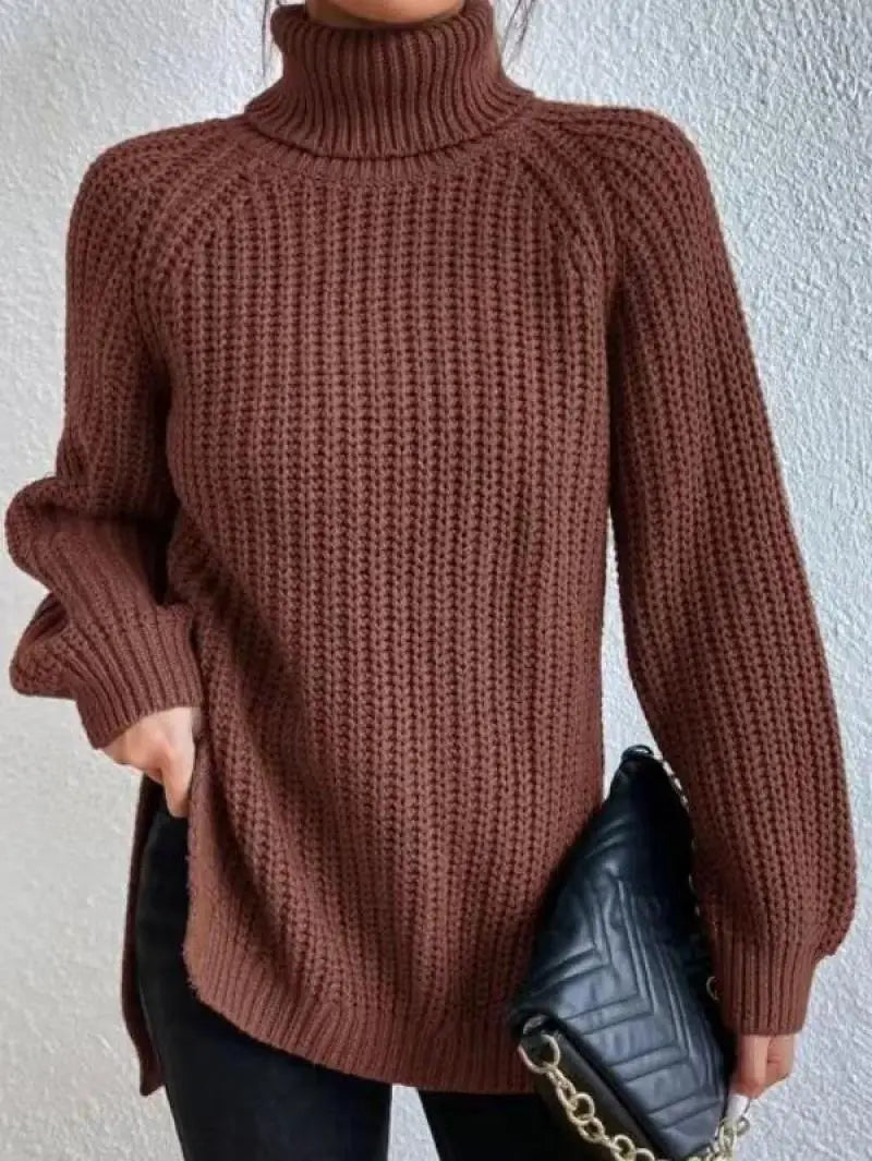 Oversized Knit Turtleneck Pullover Sweater