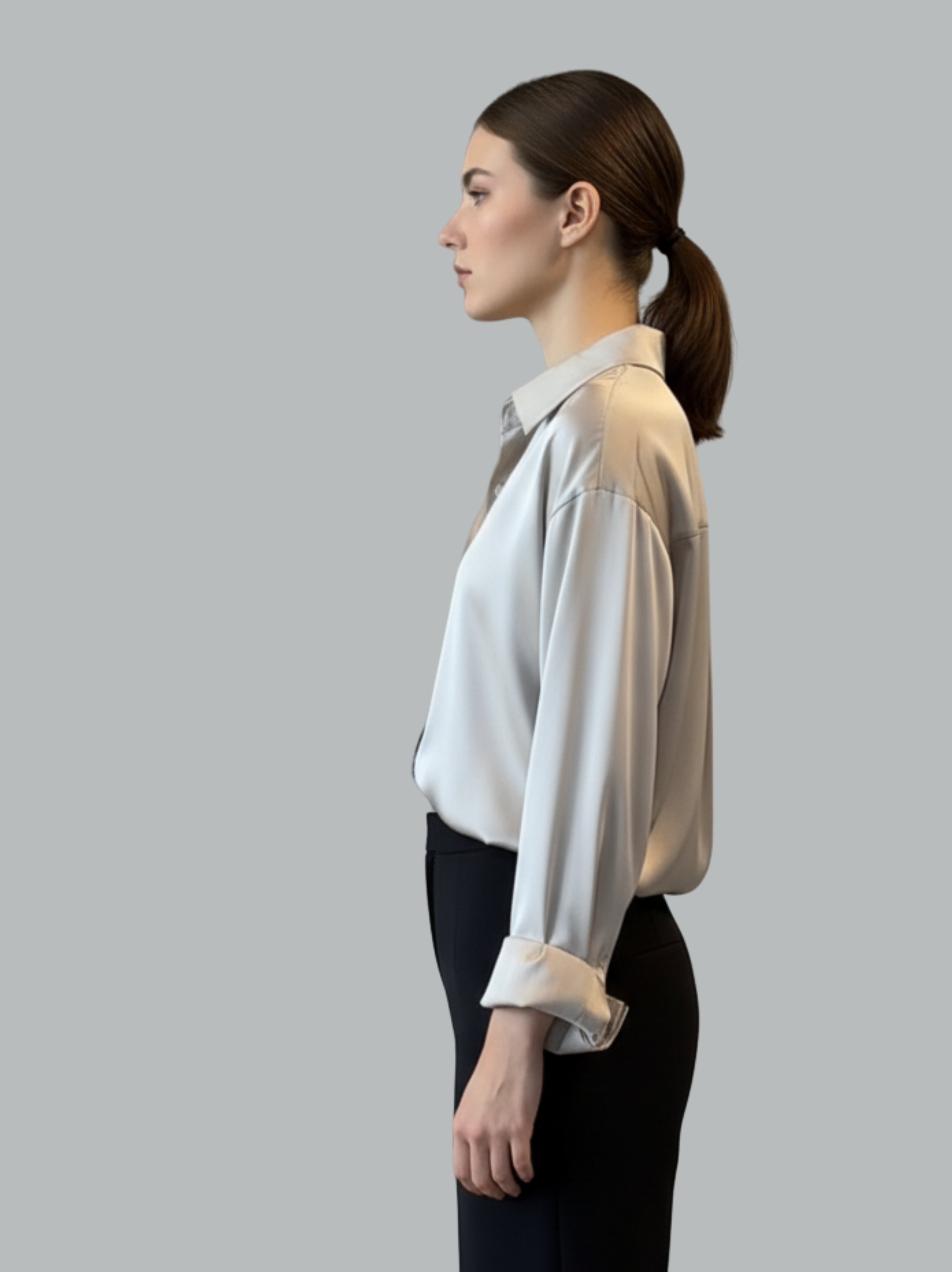 Classic Button Front Long Sleeve Satin Shirt