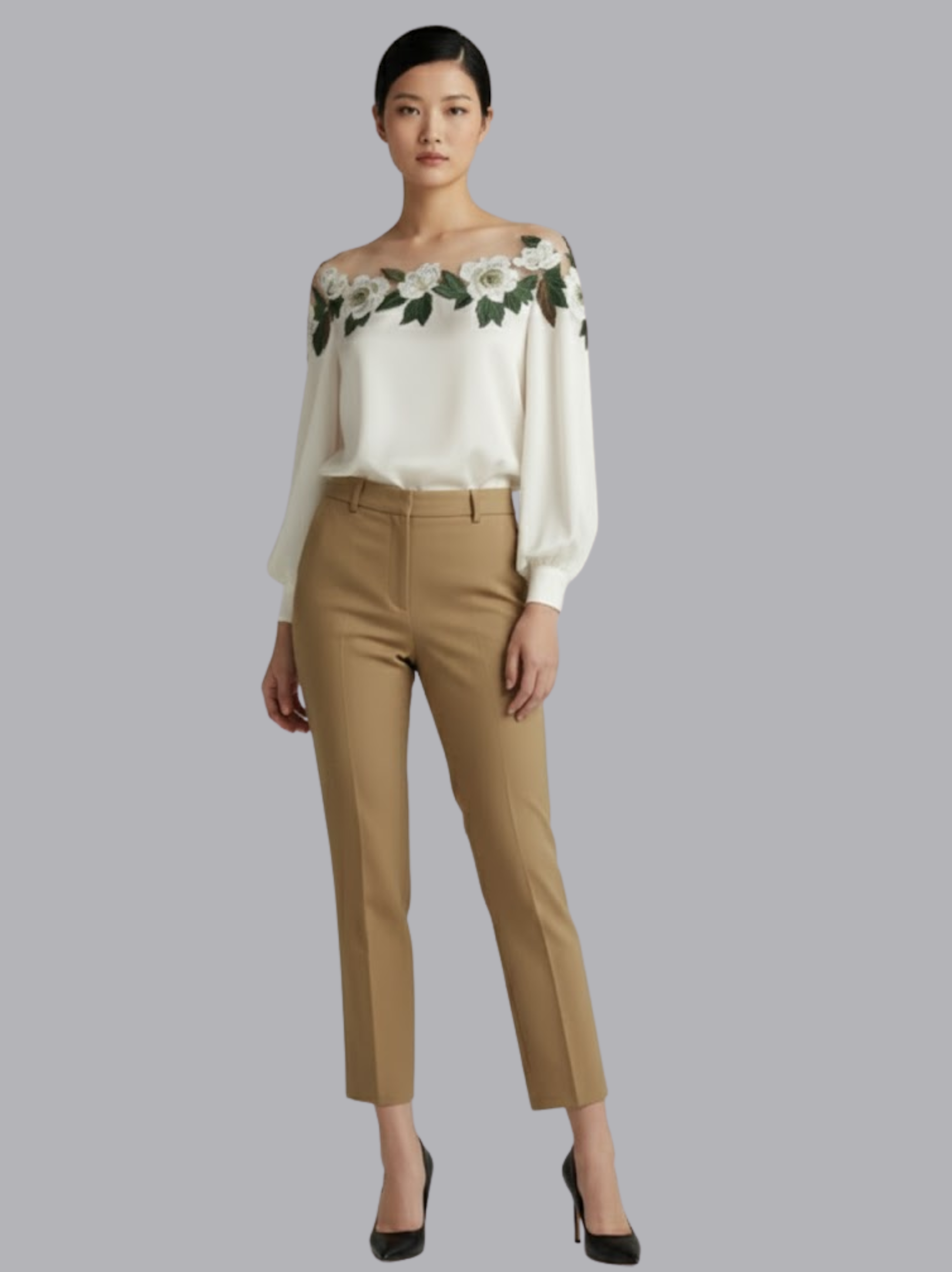 Off Shoulder Long Sleeve Pleated Blouse