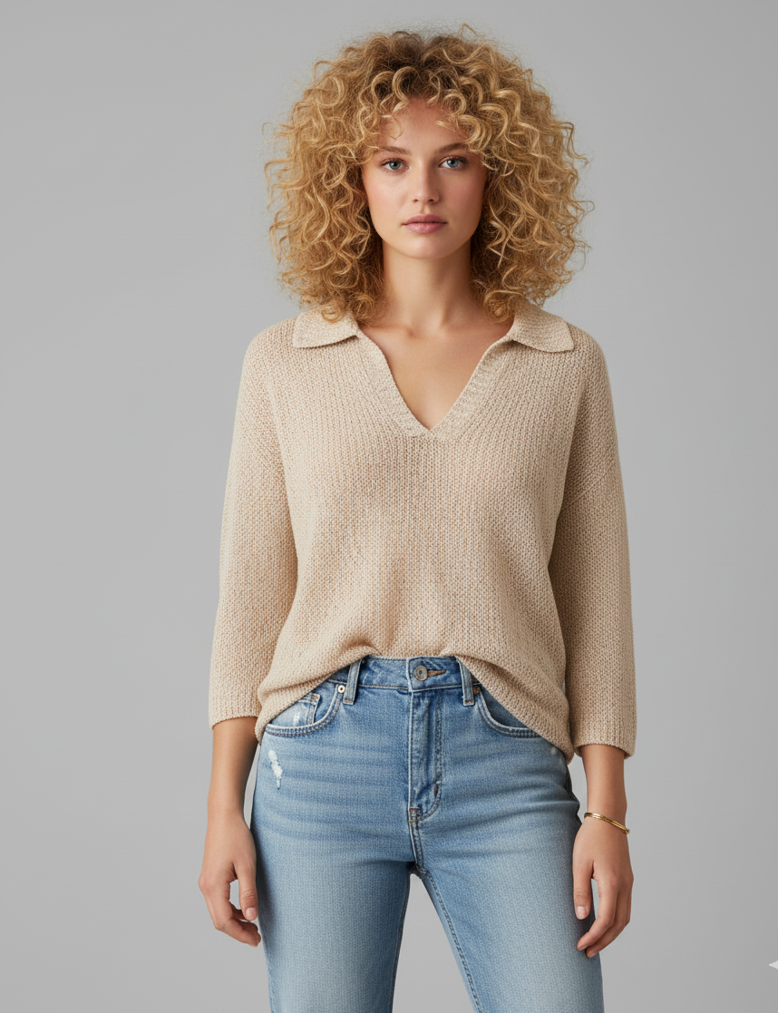 Crochet V-Neck Collar Top